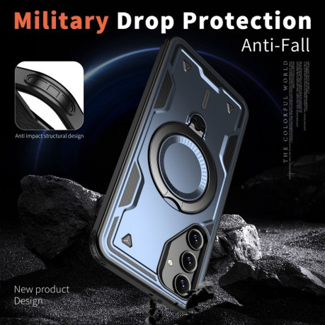 Противоударный чехол MagSafe Holder Armor PC Hybrid для Samsung Galaxy A16 5G - синий
