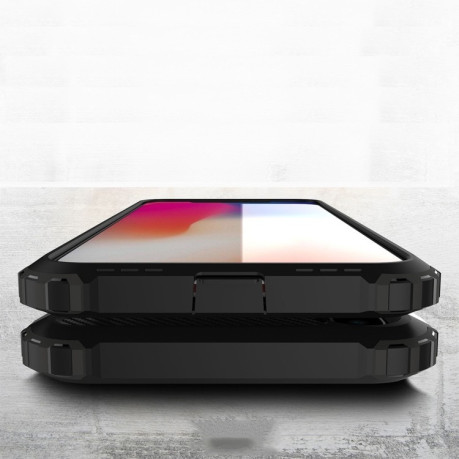 Противоударный чехол Armor Combination Back Cover Case на iPhone XS Max-серебристый