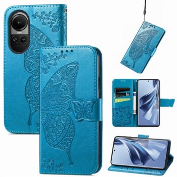 Чохол-книжка Butterfly Love Flower Embossed на OPPO Reno10 / 10 Pro Global - синій