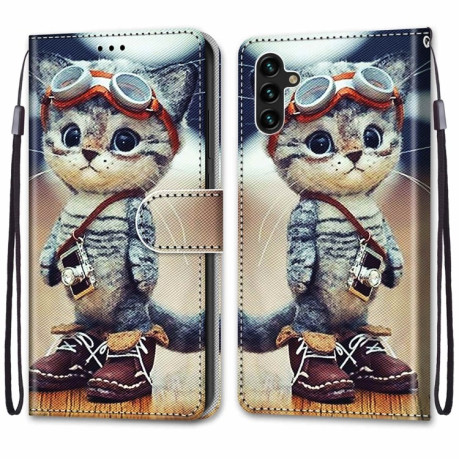 Чохол-книжка Coloured Drawing Cross Samsung Galaxy A04s/A13 5G - Leather Shoes Cat