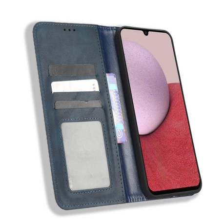 Чохол-книжка Magnetic Buckle Retro Crazy Horse Texture для Samsung Galaxy A14 5G - синій