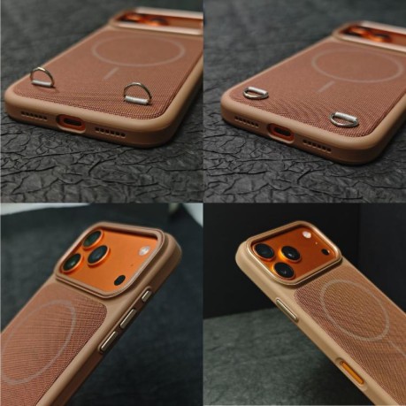 Тканевой чехол Skin Feel PC + Technology Cloth Magnetic с софт-тач покрытием для iPhone 17 Pro Max — серый/чёрный