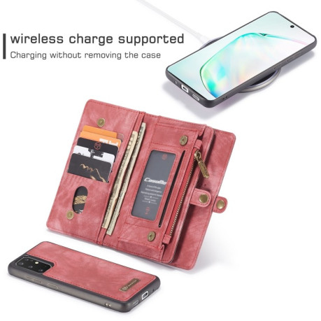 Кожаный чехол-кошелек CaseMe на Samsung Galaxy S20 Plus Crazy Horse Texcture Detachable - красный