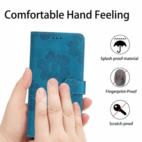 Чехол-книжка Flower Embossing Pattern для Motorola Edge 50 5G - синий