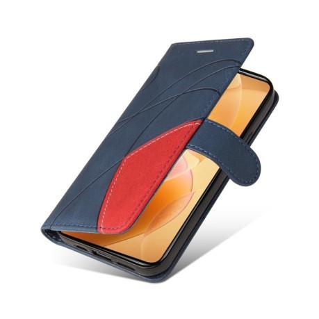 Чохол-книжка Dual-color Splicing Flip Leather для Xiaomi 14T Pro - синій