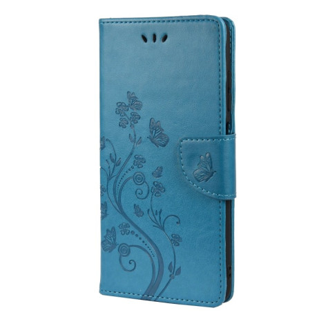 Чехол-книжка Butterfly Flower Pattern для Xiaomi Redmi 10 - синий