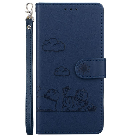 Чехол-книжка Cute Cats RFID Leather для OnePlus 13 - синий