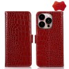 Кожаный чехол-книжка Crocodile Top Layer на  iPhone 14 Pro Max - красный