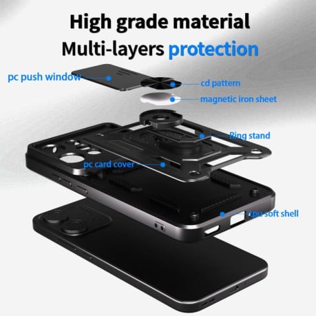 Противоударный чехол Sliding Camshield на OPPO Reno14 5G Global - черный