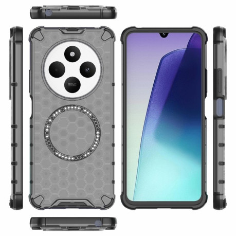 Противоударный чехол Honeycomb Magnetic Ring Shockproof на Xiaomi Redmi 14C 4G/Poco C75/Redmi A4 5G - черный