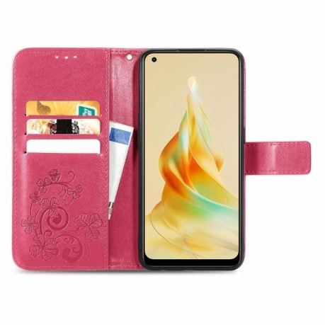 Чохол Four-leaf Clasp Embossed Buckle на OPPO Reno8 T 4G - Rose
