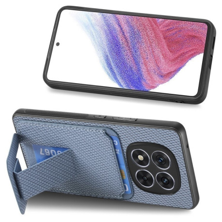 Противоударный чехол Carbon Fiber Card Bag для Xiaomi  Redmi Note 14 Pro+ 5G - синий