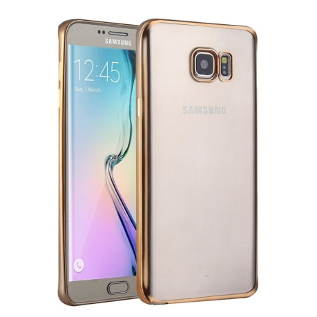 Ультратонкий силиконовый чехол Electroplating Soft на Galaxy S6 Edge Plus - золотой