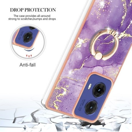 Чехол Electroplating with Ring Holder для Motorola Moto G85 - Purple