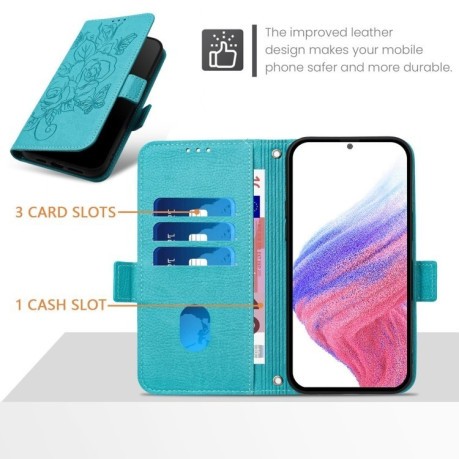 Чохол-книжка Embossed Rose RFID Anti-theft Leather для Realme Note 50 4G / C51 4G / C53 4G - блакитний