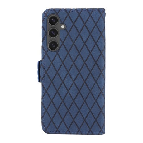 Чехол-книжка Dual-color Rhombic Lattice Leather для Samsung Galaxy S24 FE 5G - синий