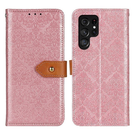 Чехол-книжка European Floral для Samsung Galaxy S25 Ultra 5G - розовый