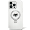 Оригинальный чехол Karl Lagerfeld Ring Stand Karl Choupette MagSafe для iPhone 15 Pro - white(KLHMP15LHMRSCHH)