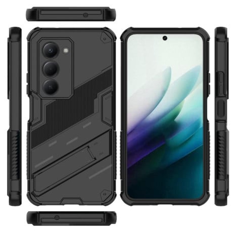 Противоударный чехол Punk Armor с подставкой на Xiaomi Redmi 15 5G / 4G EU 171mm - черный