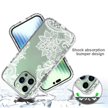 Протиударний чохол Transparent Painted для iPhone 14 Pro Max - White Flower