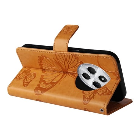 Чохол-книжка Embossed Butterfly для Xiaomi Redmi 14C 4G/Poco C75/Redmi A4 5G - жовтий