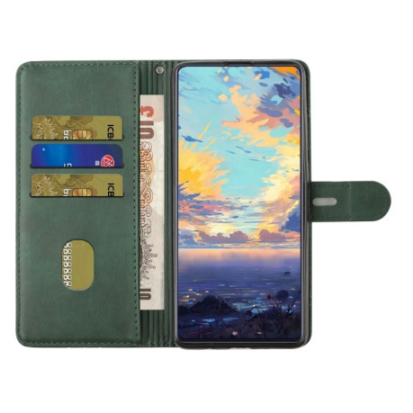 Чехол-книжка Stitching Style 2-Color на Samsung Galaxy S21 FE - зеленый