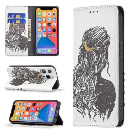 Чехол-книжка Colored Drawing Pattern Invisible для iPhone 13 Pro Max - Girl