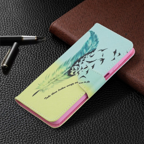Чехол-книжка Colored Drawing для Samsung Galaxy A12/M12 - Feather