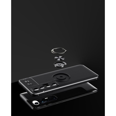 Ударозащитный чехол Metal Ring Holder 360 Degree Rotating на Xiaomi Mi 10S - черный