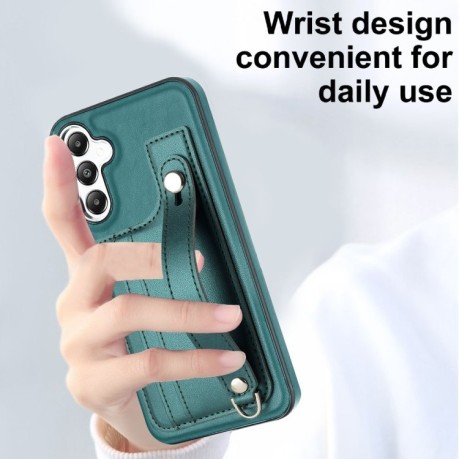 Противоударный чехол Wrist Strap Holder на Samsung Galaxy A25 5G - зеленый