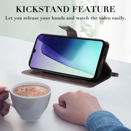 Чохол-книжка Embossed Butterfly для Xiaomi Redmi 14C 4G/Poco C75/Redmi A4 5G - сірий