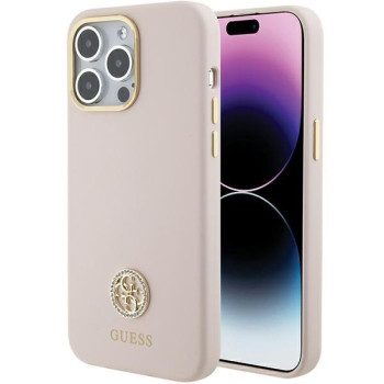 Оригинальный чехол Guess Silicone Logo Strass для iPhone 15 Pro Max - pink