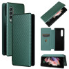 Чехол-книжка Carbon Fiber Texture на Samsung Galaxy Fold4 - зеленый