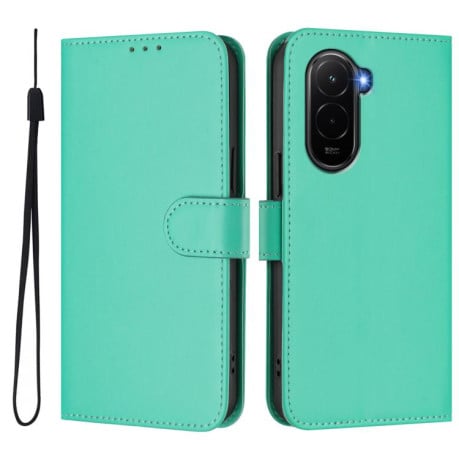 Чехол-книжка с мягким покрытием (Skin Feel) со шнурком на Xiaomi Poco M7 4G 169mm - зеленый