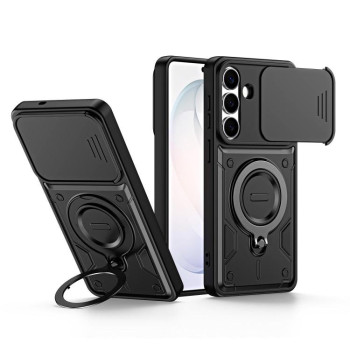 Чехол Escase с кольцом-держателем и слайдером камеры на Samsung Galaxy A27 5G — чёрный