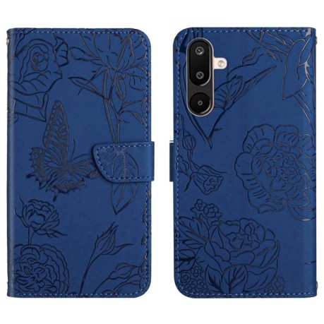 Чехол-книжка Embossed Butterfly для Samsung Galaxy M16 5G - синий