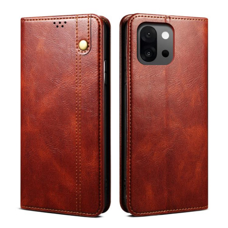 Чехол-книжка Simple Wax Crazy Horse для OnePlus 13T 5G - коричневый