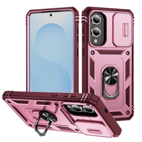 Противоударный чехол Sliding Camshield для Samsung Galaxy S25 Edge 5G - Pink+Rose Red
