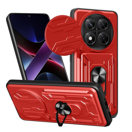Противоударный чехол Sliding Camshield Card для Xiaomi Redmi Note 14 Pro 4G - красный