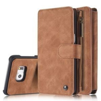 Кожаный Чехол Кошелек CaseMe Wallet  для Samsung Galaxy S6 Edge+/ G928 коричневый