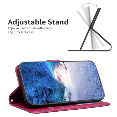 Чохол-книжка Four-leaf Clasp Embossed на Redmi Note 14 Pro 4G - пурпурно-червоний