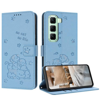 Чехол-книжка Embossed Kitten Phone Leather на Infinix Hot 60 Pro 4G - синий