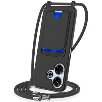 Силиконовый чехол Integrated Card Bag Solid Color Liquid Silicone на Xiaomi Poco M6 4G - черный