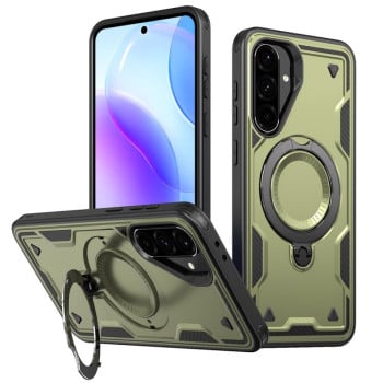 Протиударний чохол MagSafe Holder Armor PC Hybrid Samsung Galaxy A56 5G - темно-зелений