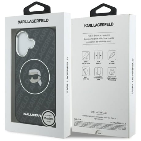 Оригинальный чехол Karl Lagerfeld IML Karl Head Logo с MagSafe на iPhone 17 - Black