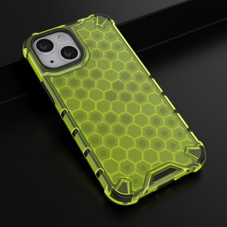 Противоударный чехол Honeycomb with Neck Lanyard для iPhone 13 mini - зеленый