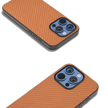 Ударозащитный чехол Carbon Fiber Texture Protective на iPhone 16 Pro Max - коричневый