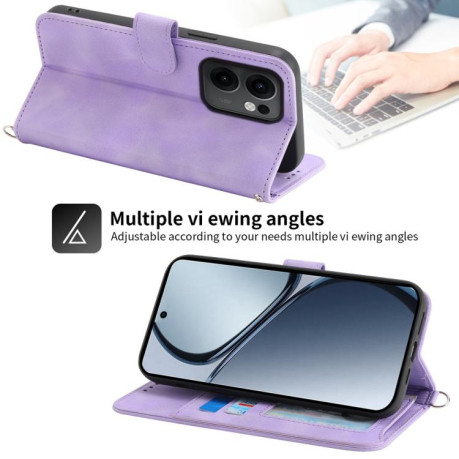Чохол-книжка Skin-feel Flowers Embossed для OPPO Reno13 F /Reno13 FS 4G/5G - фіолетовий