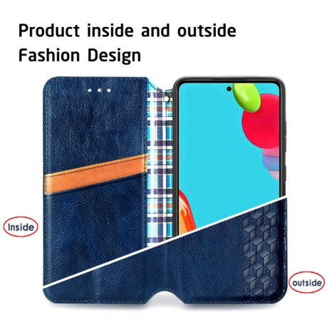 Чехол-книжка Cubic Grid на Samsung Galaxy A72 - синий