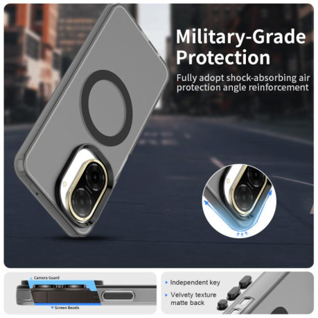 Противоударный чехол MagSafe Holder PC Hybrid для Xiaomi Redmi A5 4G 171.7mm / Xiaomi Poco C71 - черный
